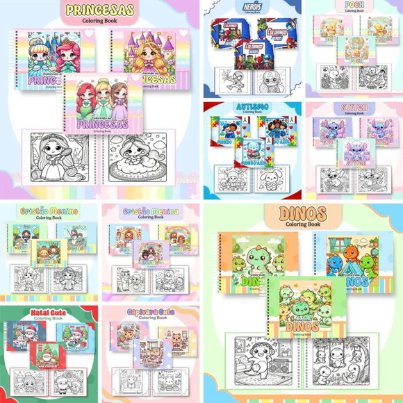 Arquivo Digital Combo Livros de Colorir 30 Temas -3202