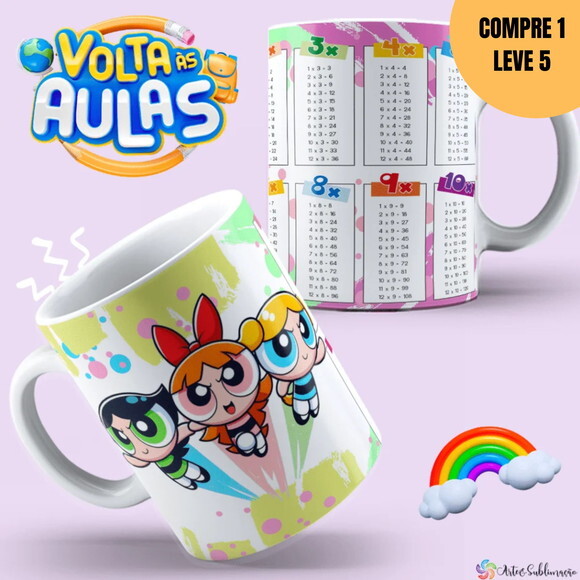Arquivo Digital Combo Tabuada Arte para Canecas -1492
