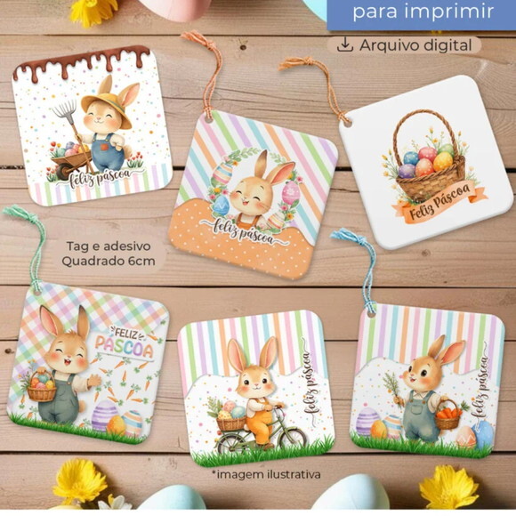 Arquivo Digital Combo Tag e Adesivo Coelhinhos -2605