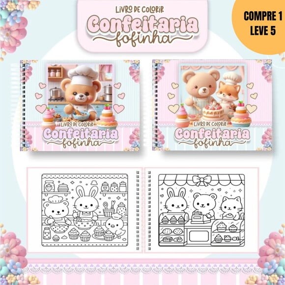 Arquivo Digital Confeitaria Fofinha Livro de Colorir -3671