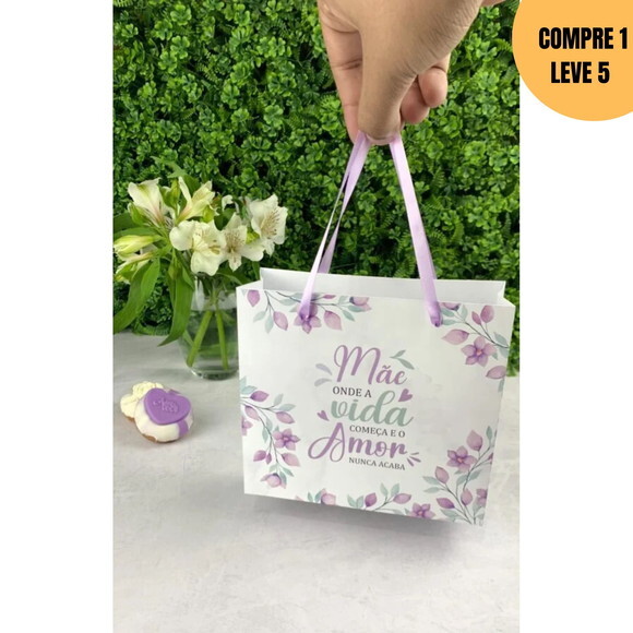 Arquivo Digital Coração Rótulo Sacola Dia das Mães -3034