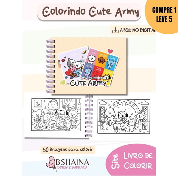 Arquivo Digital Cute Army Bts21 Livro de Colorir -3652