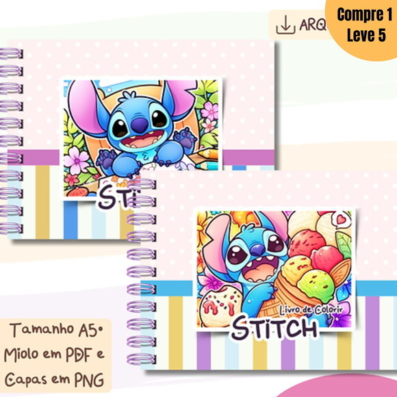 Arquivo Digital Cute Stitch Livro de Colorir -836