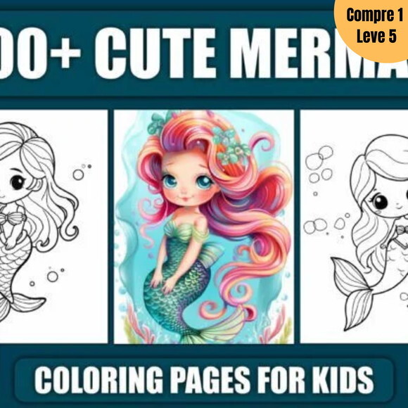 Arquivo Digital Cute Sereia 300 Pag. Livro de Color -838