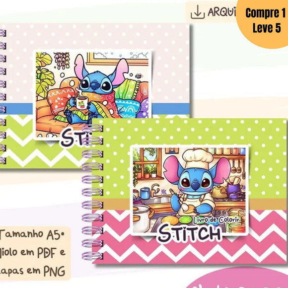 Arquivo Digital Cute Stitch Livro para Colorir -1235