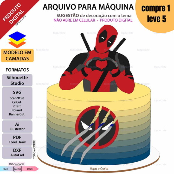 Arquivo Digital Deadpool e Wolverine Topo de Bolo -1419