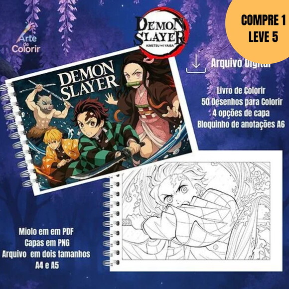 Arquivo Digital Demon Slayer Livro de Colorir -6002