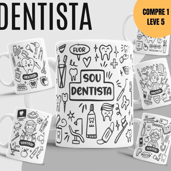 Arquivo Digital Dentista P&b Artes para Caneca -6130