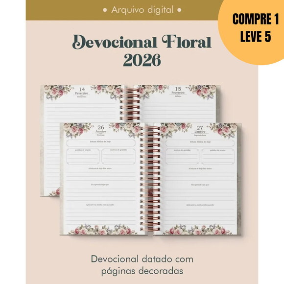 Arquivo Digital Devocional Floral 2026 Wire-o -6342
