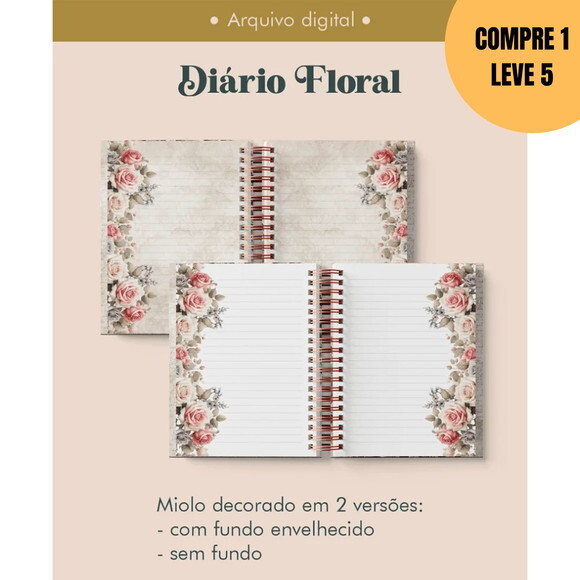 Arquivo Digital Diário Floral Wire-o -6311