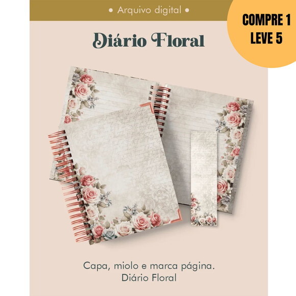 Arquivo Digital Diário Floral Wire-o -6311