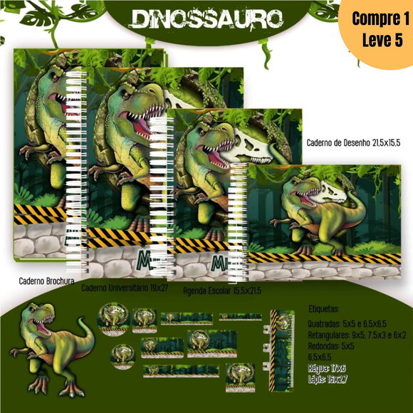 Arquivo Digital Dinossauro Kit Escolar 2025 -1090