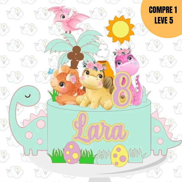 Arquivo Digital Dinossauro Menina Topo de Bolo -2347