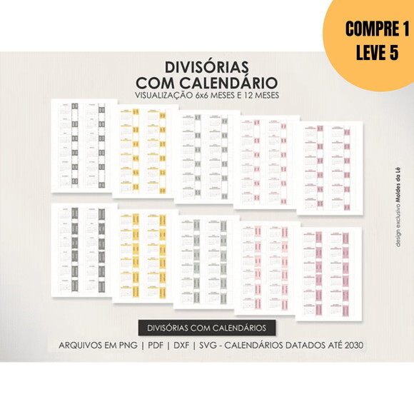 Arquivo Digital Divisórias com Abas e Calendários até 2030