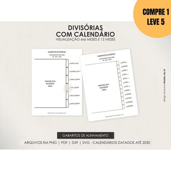 Arquivo Digital Divisórias com Abas e Calendários até 2030