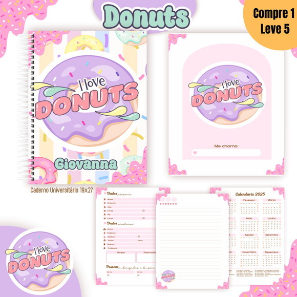 Arquivo Digital Donuts Kit Escolar 2025 -1092