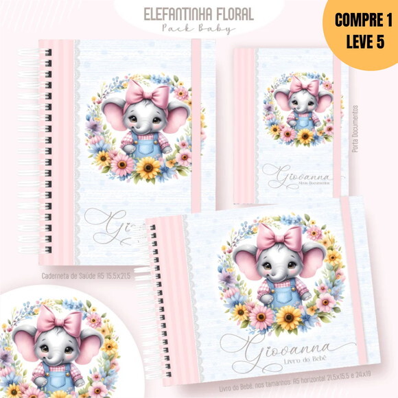 Arquivo Digital Elefantinha Floral Livro do Bebe -225