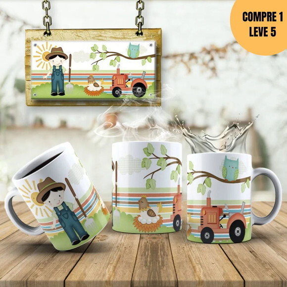 Arquivo Digital Estampas Fazendinha Canecas -4095