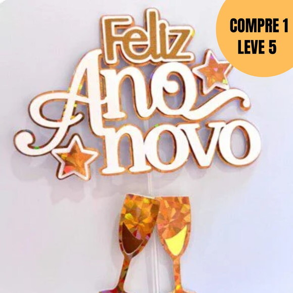 Arquivo Digital Feliz Ano Novo Topo de Bolo -5570