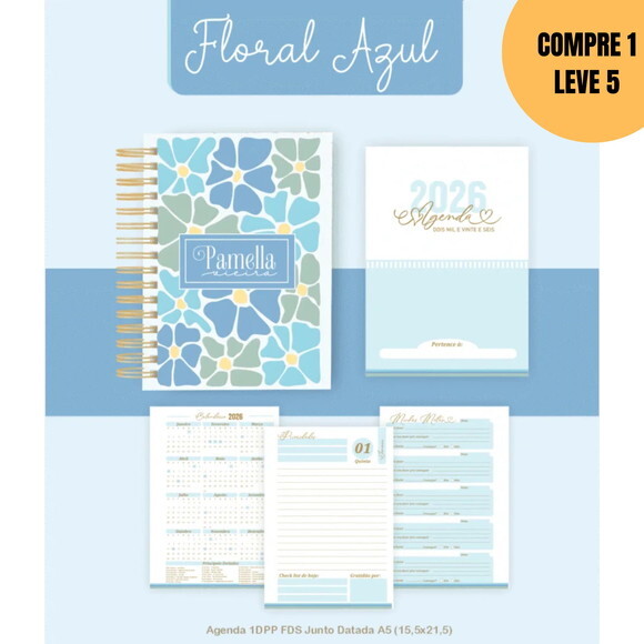Arquivo Digital Floral Azul Agendas e Planners 2026 -5791