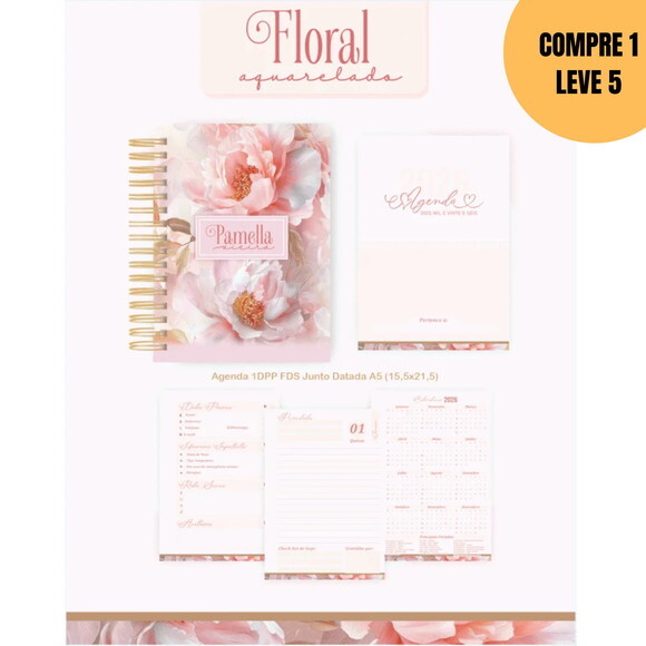 Arquivo Digital Floral Aquarela Agendas e Planners -5787