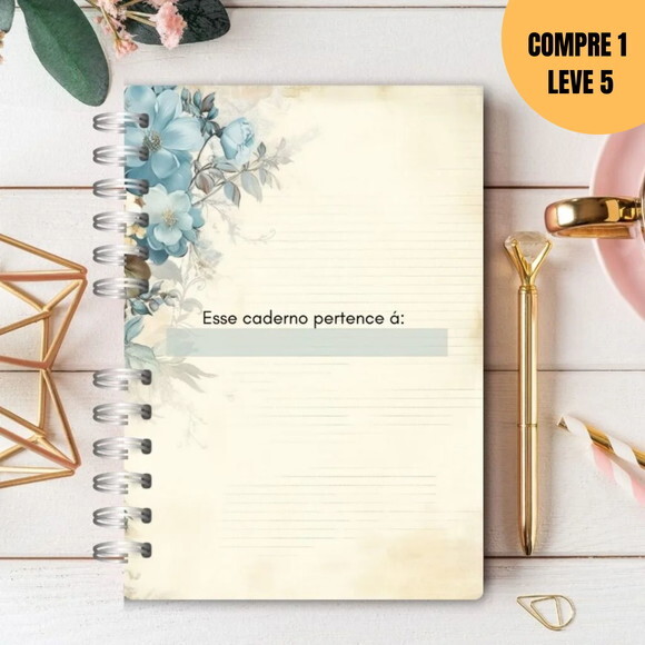 Arquivo Digital Floral Vintage Caderno para Anotações -1864