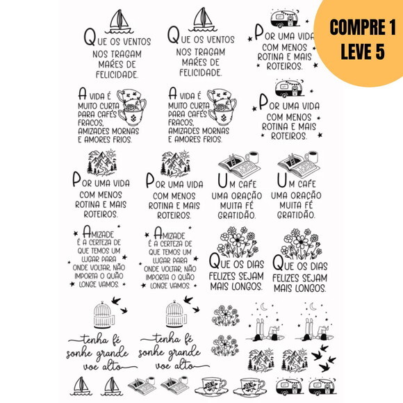 Arquivo Digital Frases Desenhadas para Dtf Uv (a4) -4871