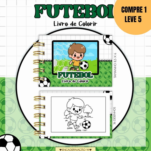 Arquivo Digital Futebol Mini Livro Colorir -5261