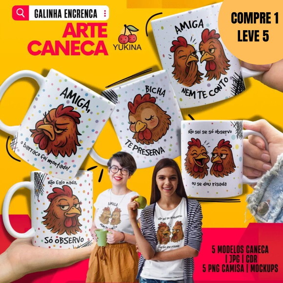 Arquivo Digital Galinhas Sarcásticas Arte para Caneca - 4610
