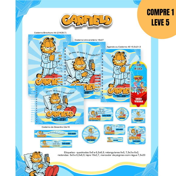 Arquivo Digital Garfield Preguiçoso Escolar 2026 -5812