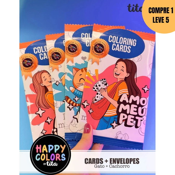 Arquivo Digital Happy Colors Cards Cat & Dog Lovers -3891