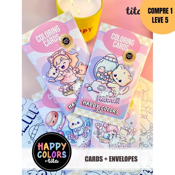 Arquivo Digital Happy Colors Cards Kawaii -4481