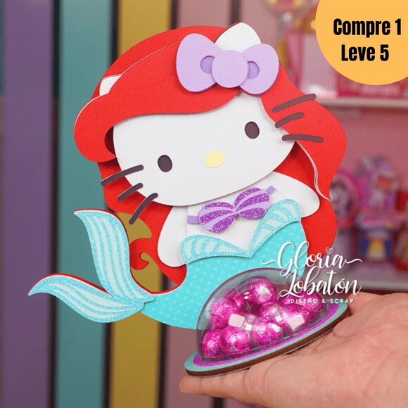 Arquivo Digital Hello Kitty Sereia Porta Bombom -1811