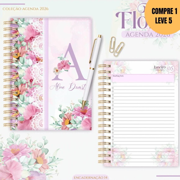 Arquivo Digital Kit Agendas 2026 Floral Lilás -4301