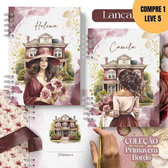 Arquivo Digital Kit Capas e Miolos Primavera Bordô -2831