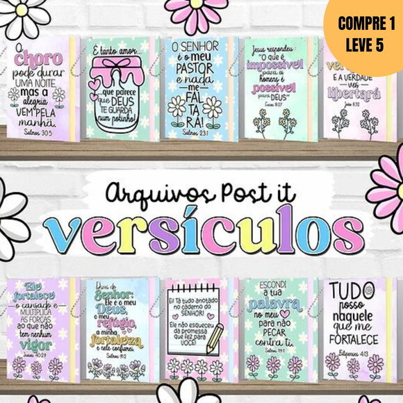 Arquivo Digital Kit Chaveiro Post It Versículos -3513