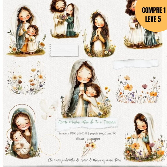 Arquivo Digital Kit Digital Ilustrações Como Maria Mãe -3169