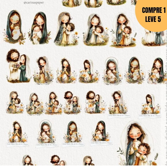 Arquivo Digital Kit Digital Ilustrações Como Maria Mãe -3169