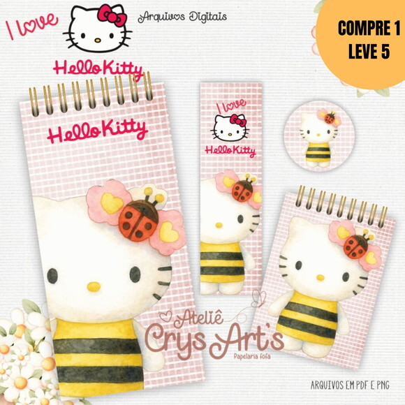 Arquivo Digital Kit Hello Kitty 1 Encadernação -5127
