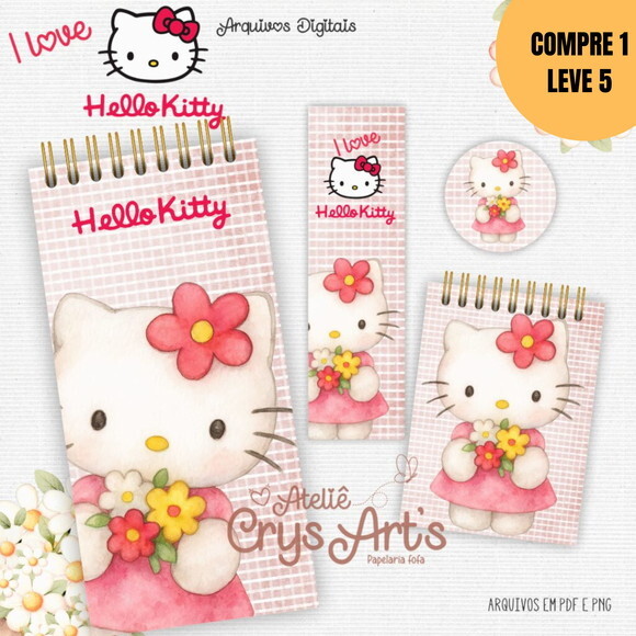 Arquivo Digital Kit Hello Kitty 1 Encadernação -5127