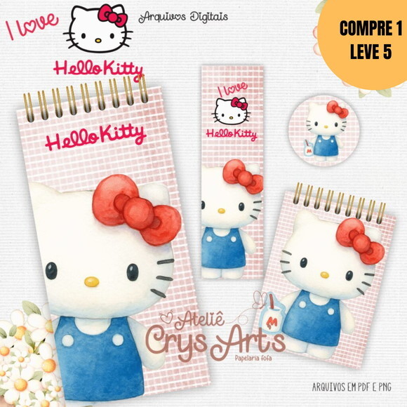 Arquivo Digital Kit Hello Kitty 1 Encadernação -5127