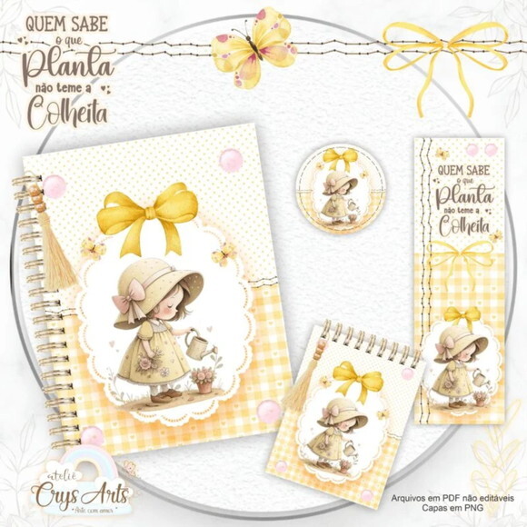 Arquivo Digital Kit Meninas Regador Encadernação -2386