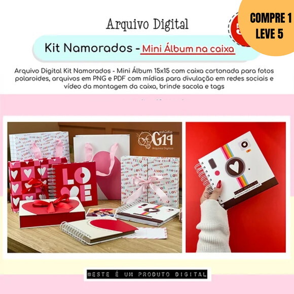 Arquivo Digital Kit Namorados Álbum e Caixa Cartonada -3309