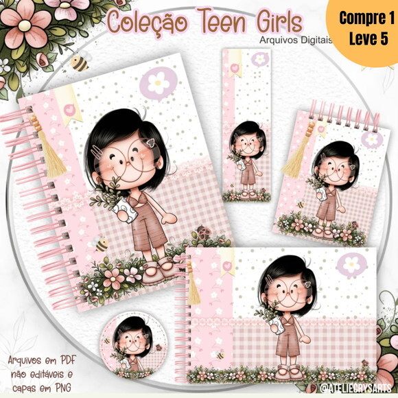 Arquivo Digital Kit Teen Girls Encadernação -945