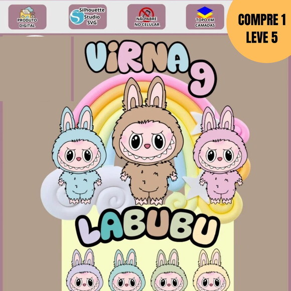 Arquivo Digital Labubu Topo de Bolo -4857