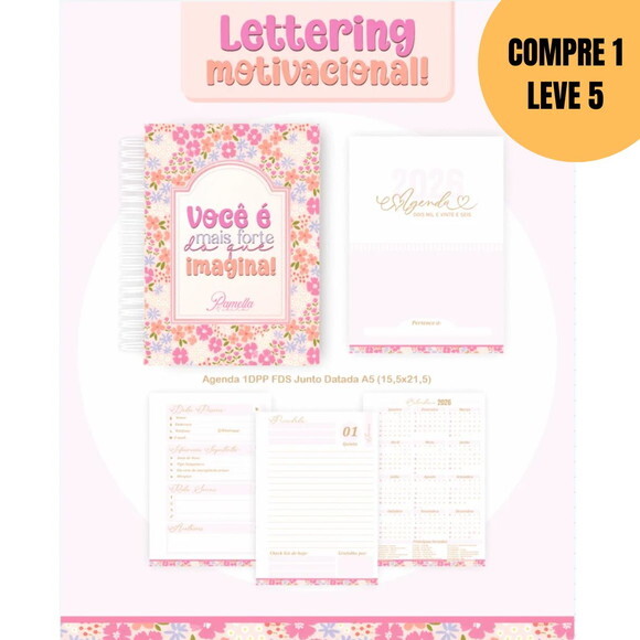 Arquivo Digital Lettering Motivacional Agendas Planners