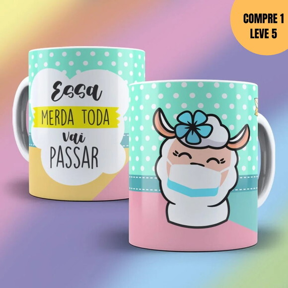 Arquivo Digital Lhama Irritada Estampas Canecas -4190