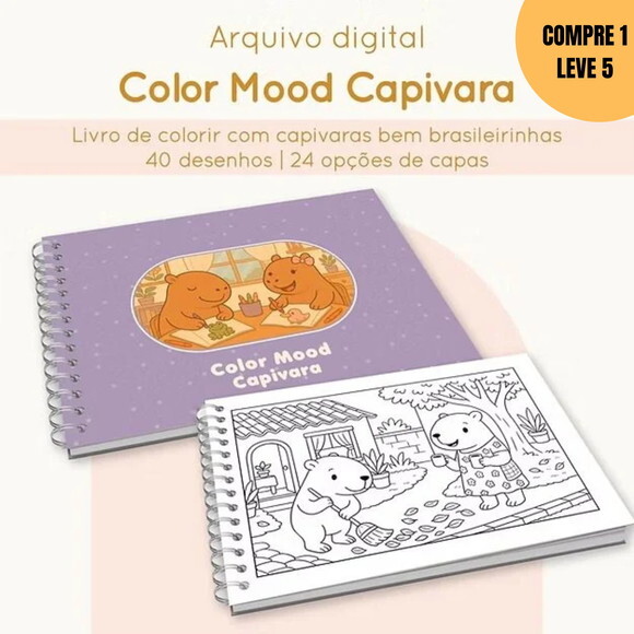 Arquivo Digital Livro de Colorir | Color Mood Capivara -3609