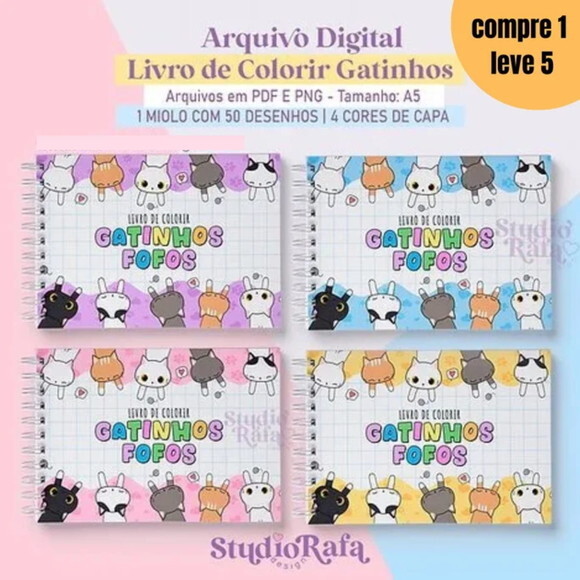 Arquivo Digital Livro de Colorir Gatinhos Fofos -1424
