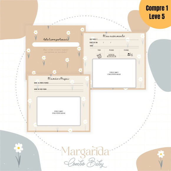 Arquivo Digital Margaridas 1 Kit Livro do Bebê -613